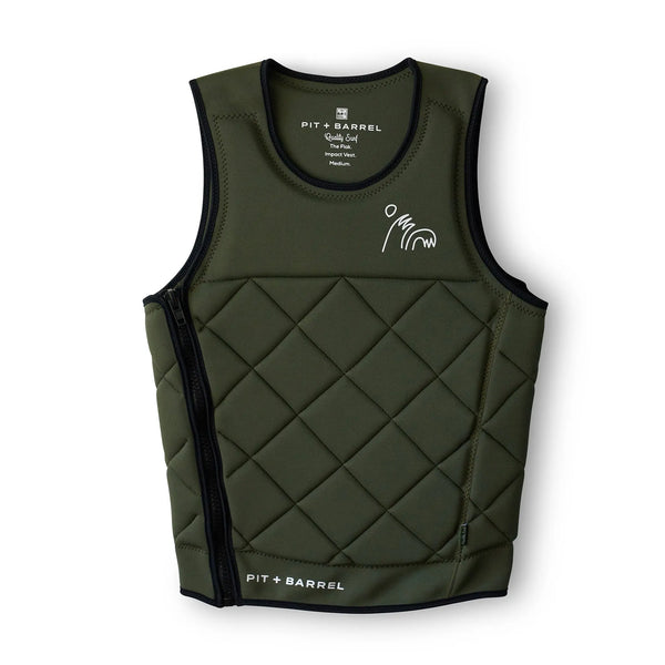 Flak Impact Vest | Army Green | Side Zip Wake Surf Protection