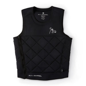 Black | Black competition impact surf vest, front view.