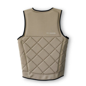 Tan | competition surf vest, back view with diamond pattern.