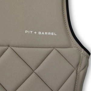 Tan | competition surf vest, Detail view of seams and diamond pattern. 