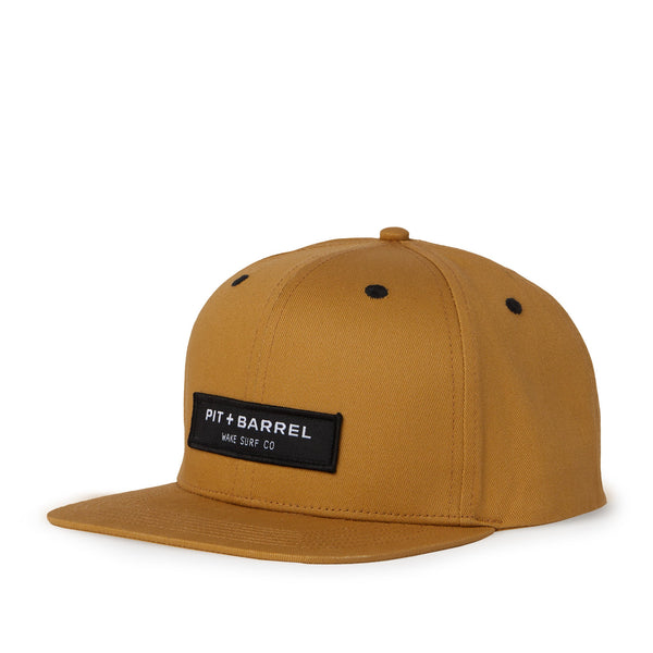 Rectangle Patch Logo 6 Panel Snapback Hat - Camel