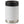 White |  Back view of white insulated drink holder with black lid and stainless base. 